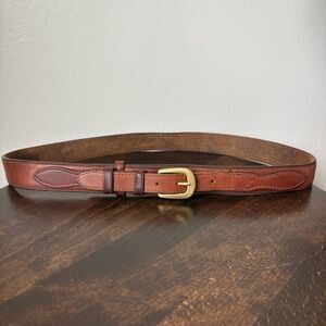 Vintage Leather Medium Brown Rangers Belt with Brass Buckle